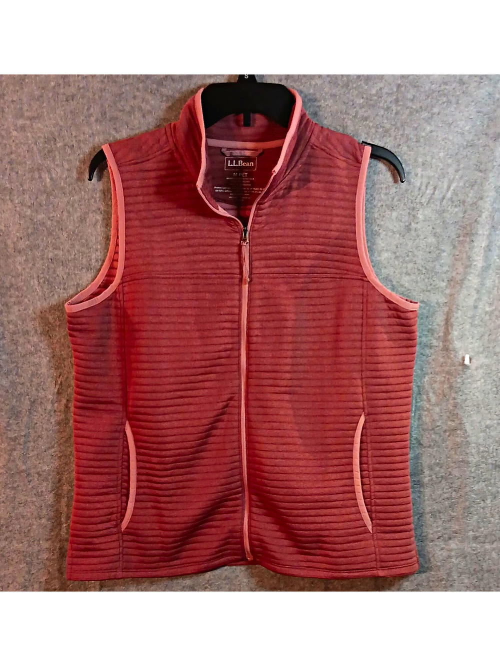 L.L.Bean Women’s Petite PM Pink Full Zip Sleeveless Sweatshirt Vest Pockets